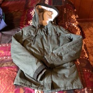 Latte black fleece lined coat